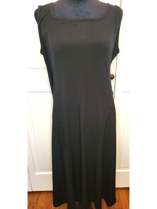Susan Graver Dresses & Skirts - Susan Graver Black Liquid Knit Tank Dress A Line MP Preppy Minimalist Classic